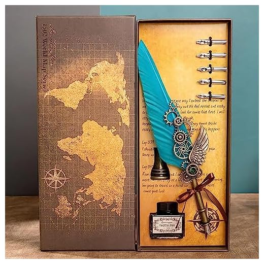 Pluma Antigua Escritura, Pluma de Pluma Vintage con Alas Mecánicas con 5 Consejos, Regalo Ejecutivo y Decoración de Escritorio Antigua