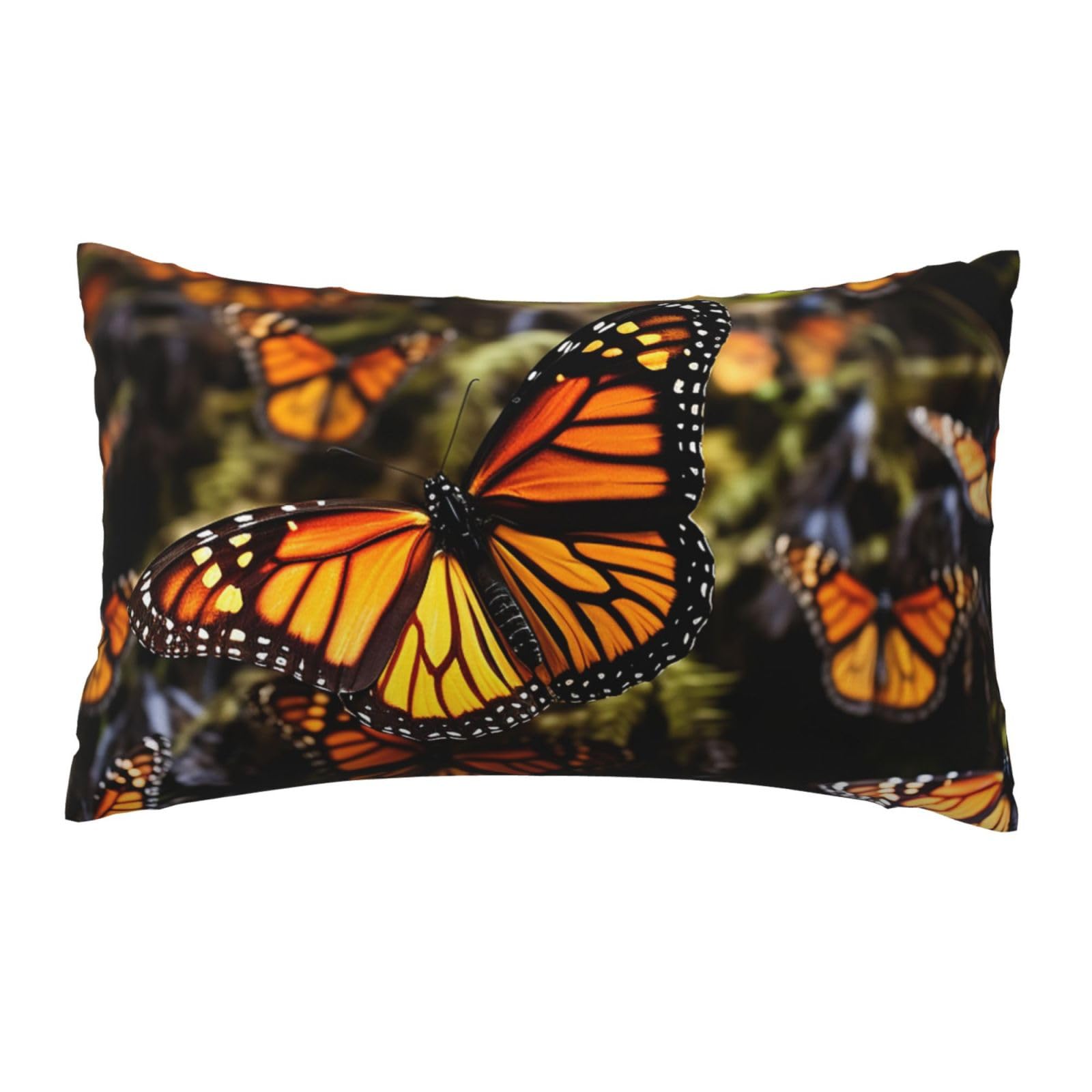 FodPand Luxury Velvet Pillow Cases 12 x 20 inch Super Soft Decorative Throw Pillow Covers - Heaps of Orange Monarch Butterflies Pillowcases Modern Lumbar Cushion Cases for Couch Sofa Bed Pillow Shams