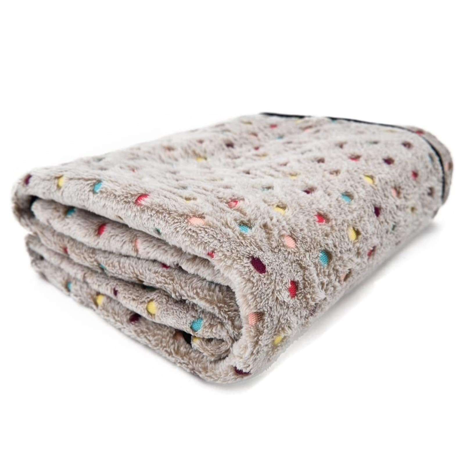 BESTORI Dog Blanket with Colorful Dots Warm Soft Fuzzy Pets Blankets Small Medium Large Dogs Cats Reversible Pet Blanket Washable Couch Bed Protector Cover, Beige, 100x120cm