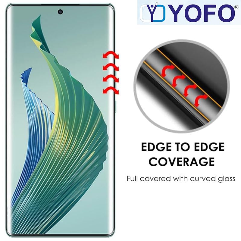 Image of YOFO Premium HD+ Full Glue Tempered Glass For Motorola G58 Full Glue Curved Glass 100% Fingerprint Working with self installation kit (NON UV GLASS)