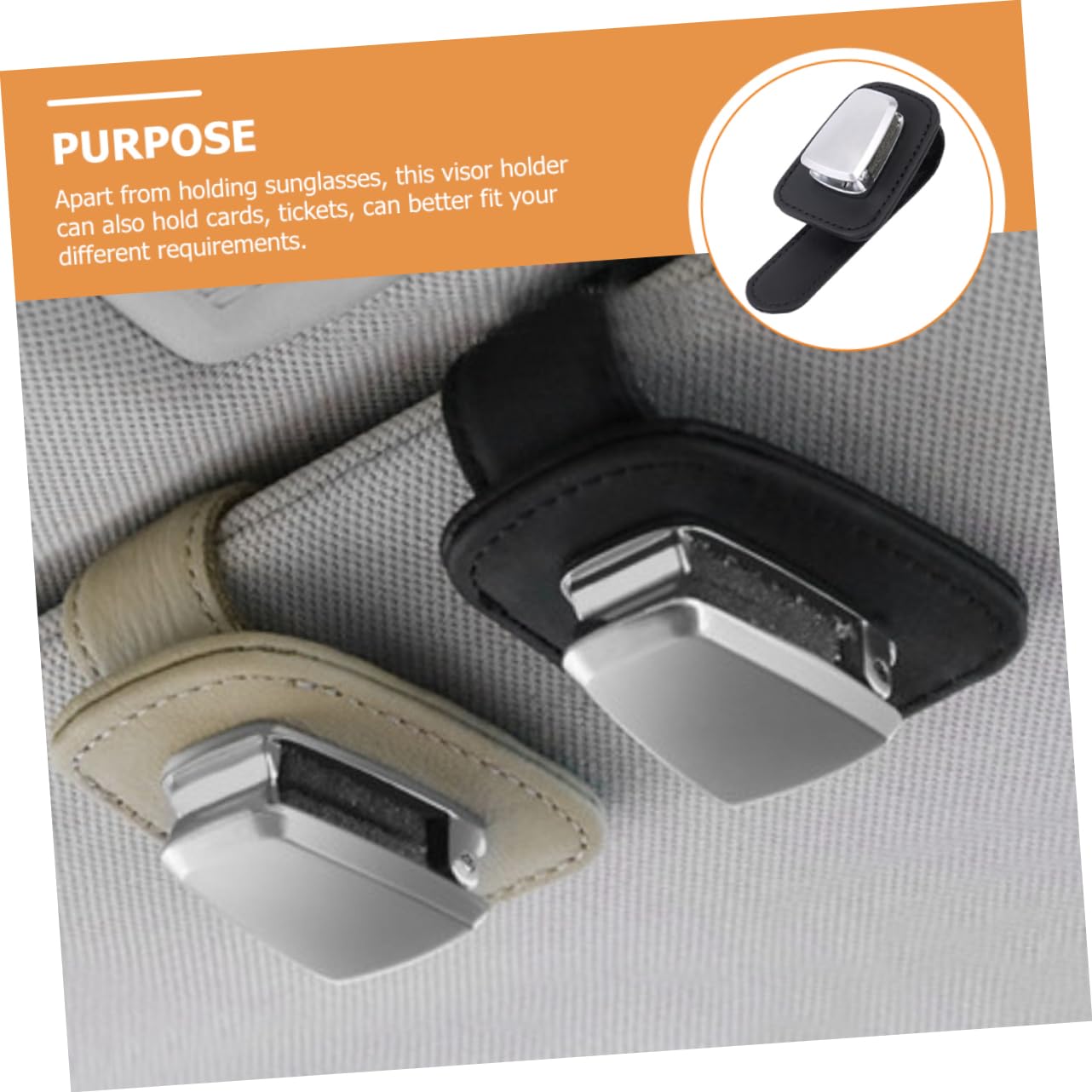 SOLUSTRE 5pezzi Porta Occhiali Per Auto Pelle Premium Clip Per Visiera Multifunzionale Per Occhiali Da Sole e Biglietti Design Compatto e Pratico Accessorio Per Veicoli