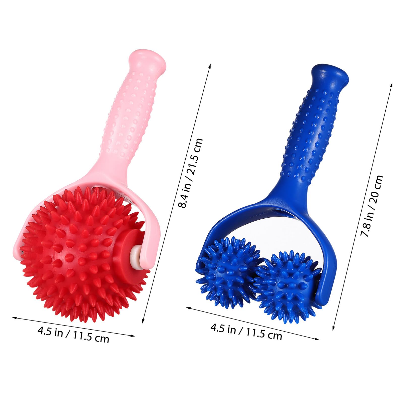 NOLITOY 2 Pcs Spiky Massage Rollers, Deep Tissue Massage Tool Muscle Roller with Handle for Back Neck Shoulder Legs