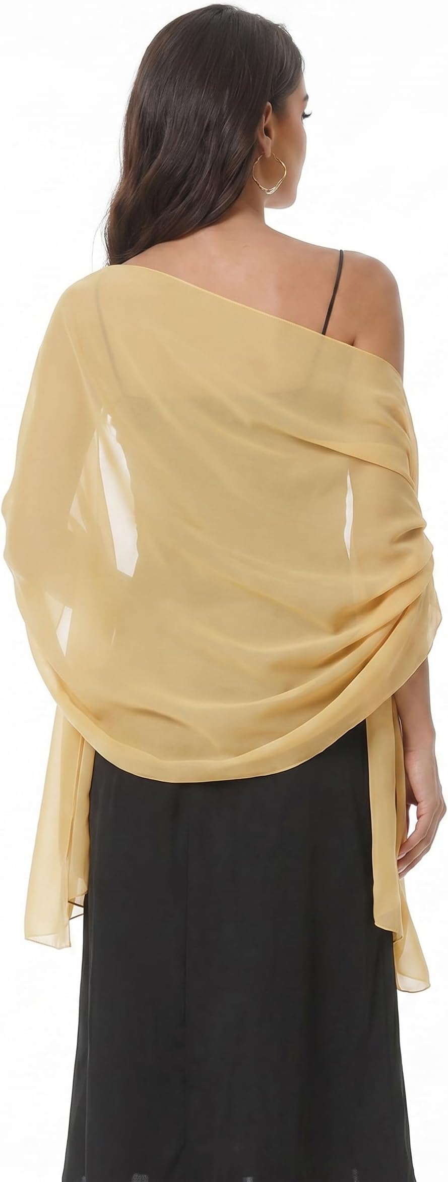 Baoqiya Women's Shawls and Wraps for Evening Dress Chiffon Shawl Soft Elegant Silky Pashmina Wedding Bridal Scarf