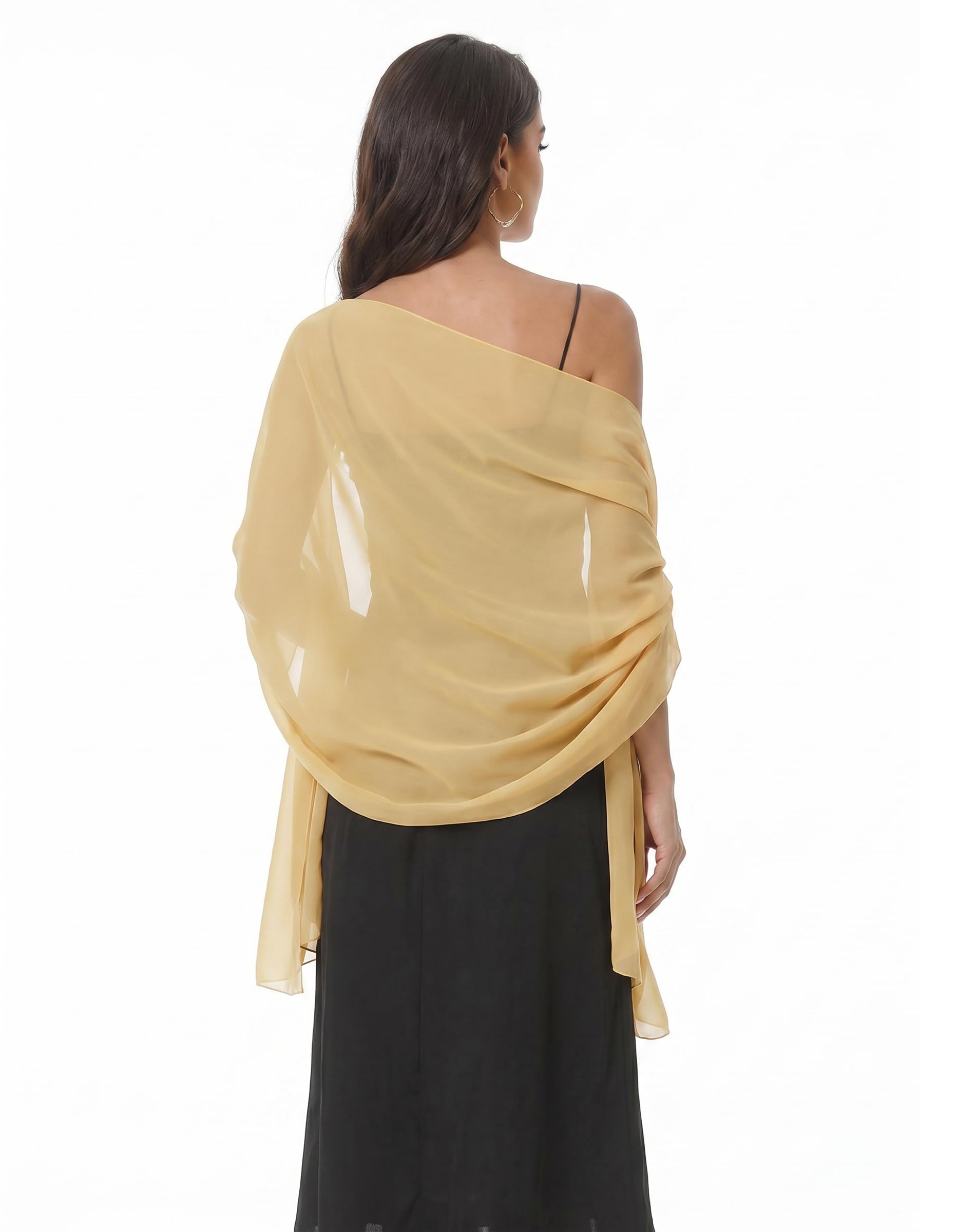 Chiffon Shawls Scarves Wraps for Bridal Wedding Party Evening Dress and Special Occasion Dresses, Gold(#85), Medium