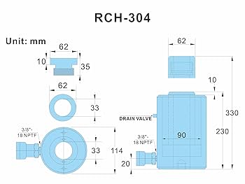 AMZCNC 30T Hydraulic Cylinder Jack Hollow Single Acting