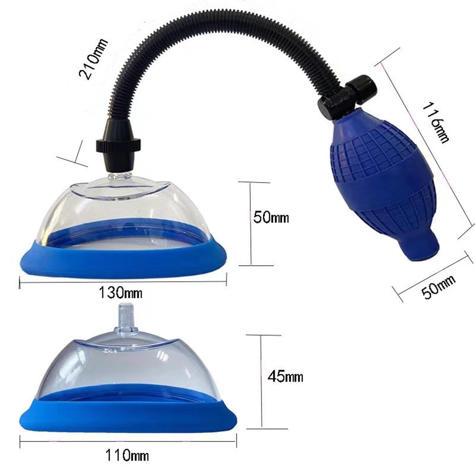 de pompe vaginale pour tétons, 2 pièces, succion de clitoris, ventouse vaginale, ventouse de clitoris, masseur de sein, pompe à chatte sous vide, jouet sexuel pour femmes et couples(Blau)