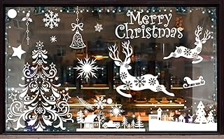 DERAYEE Large Christmas Window Decorations, 4 Sheet Christmas Window Stickers Giant Xmas Window Clings Snowflake Sticker White for Home Store Shop Window Door Display