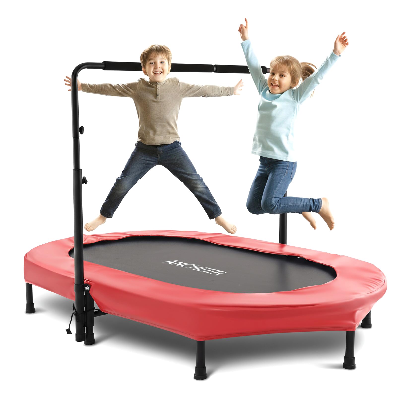 Trampoline for Kids, Toddler Trampoline Indoor Sports and Outdoor Games 56" Kids Rebounder 220LBS Capacity with Adjustable Safety Handrail Foldable