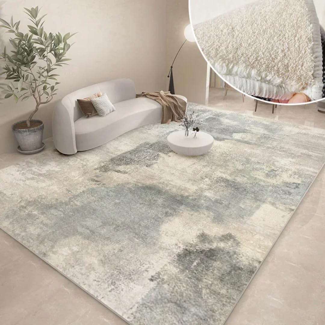 Tapis en peluche épais motif moderne abstrait décoration chambre 160x230 cm