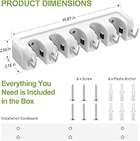 Vista 3 de LETMY Broom Holder Wall Mount - Mop and Broom Hanger Holder - Garage Storage Rack & Garden Tool Organizer - 5 Position 6 Hooks Broom Rack for Home