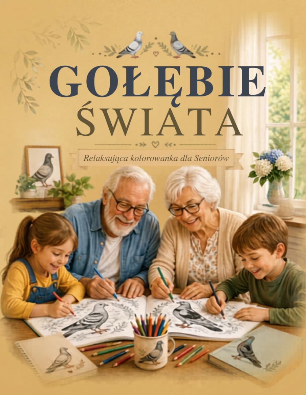 KOLOROWE GOŁĘBIE ŚWIATA: Relaksująca kolorowanka dla Seniorów