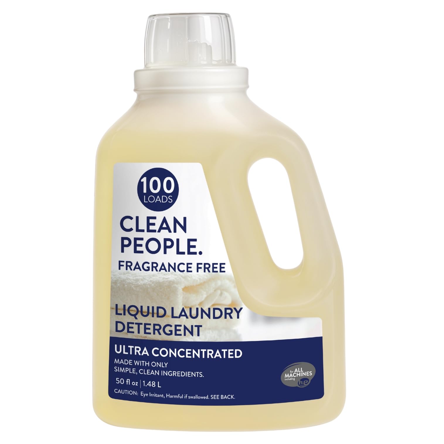 THE CLEAN PEOPLE The Clean People Liquid Laundry Detergent - Recyclable Packaging, Stain Fighting - Ultra Concentrated, Laundry Soap - Fragrance Free, 50 fl oz