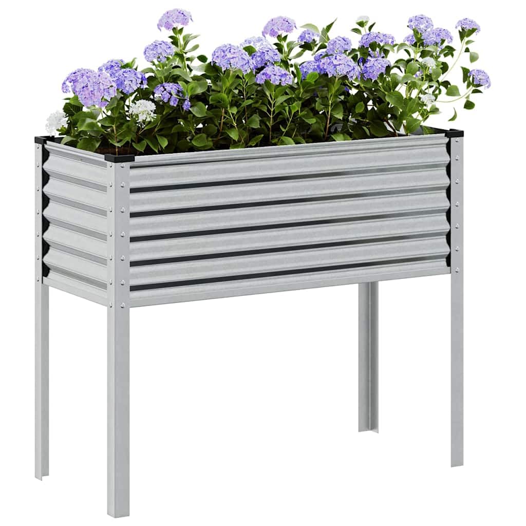 Garten-Pflanzgefäß Verzinkter Stahl 100 x 45 x 90 cm Blumenkasten mit Abflussloch und Bewässerung für Balkon Terrasse Indoor Outdoor als Hochbeet und Balkonkasten
