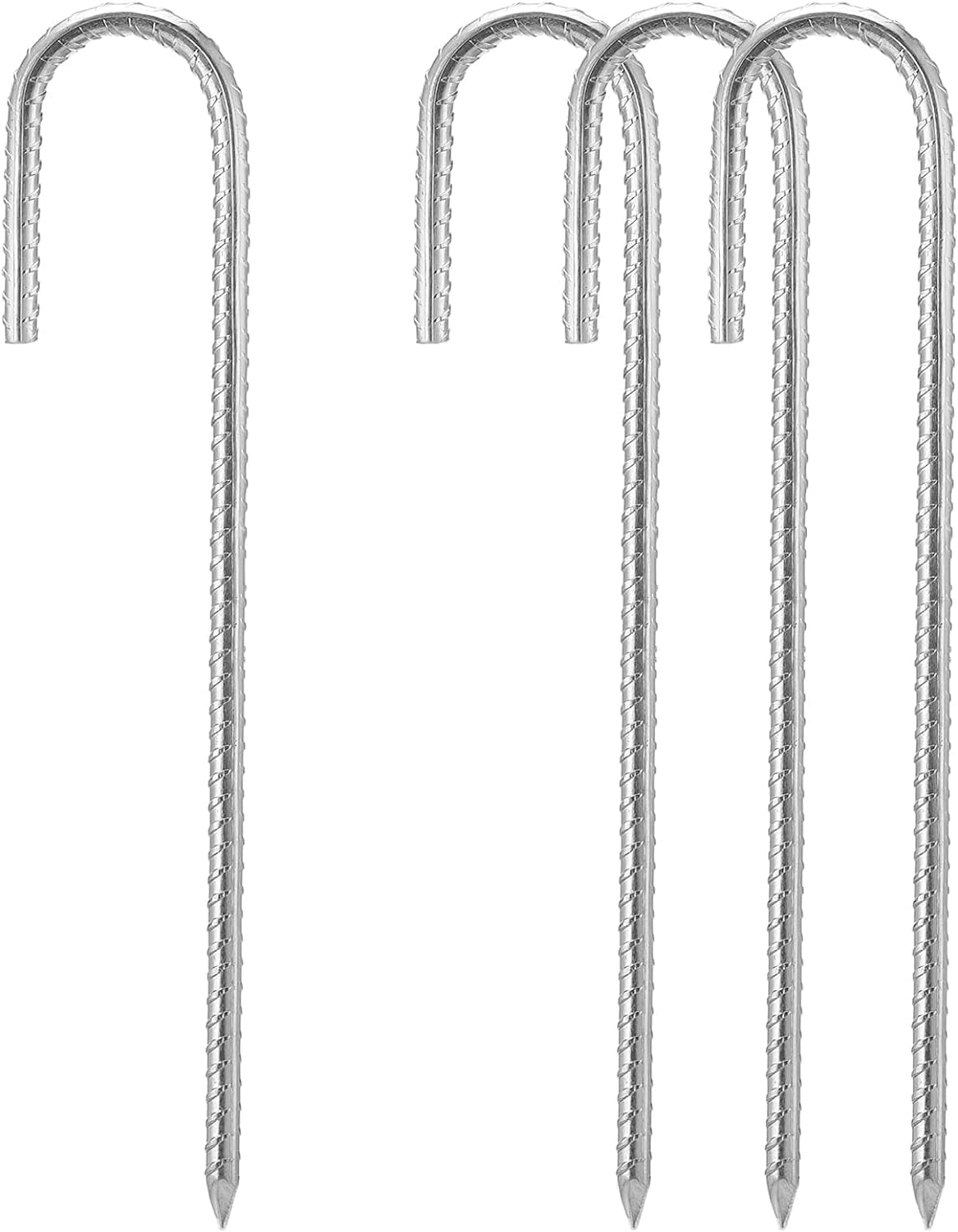 Rebar Stakes 16 Inch, Heavy Duty Galvanised Steel Rebar Ground Stakes, Fence Anchors, Ground Stakes with Hook, Ground Blind Stakes for Marquees, Gazebos, Tents, Trampolines, Camping