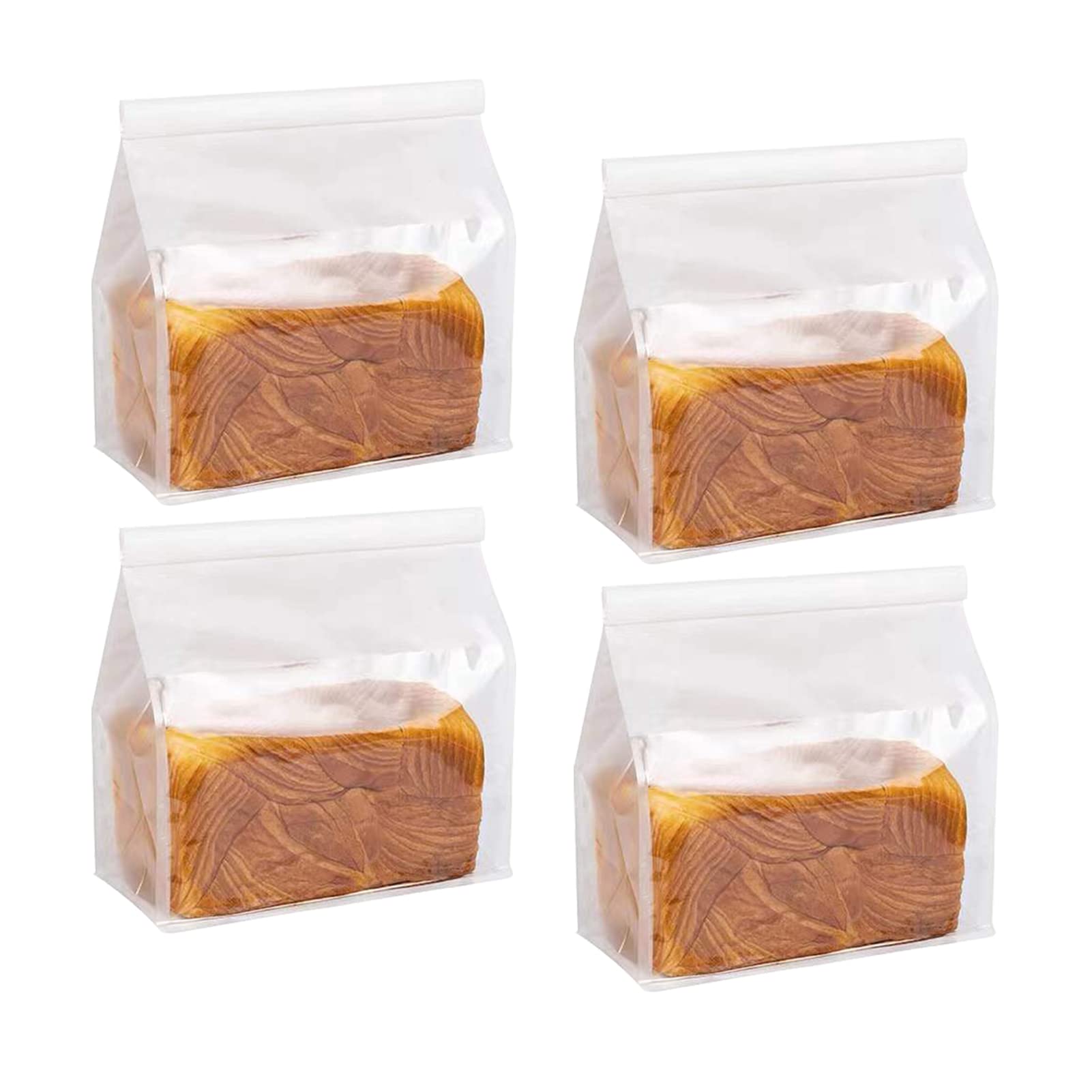 Cyblinia 25 White Toast Bags with Window - 11 * 8.7 * 4.3 Inch Paper Bread Bags with Tin Tie Tab Lock for Toast, Cookie, Coffee Bean