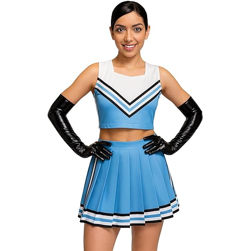 ComfyCamper Princess Cheerleader Costume for Women Blue Top Skirt - Girls Adults Cheer Leader