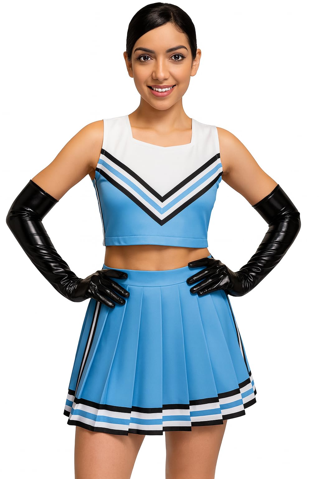 ComfyCamper Blue Cheerleader Costume for Girls and Teens Top and Skirt Cheer Leader Cosplay Halloween Costumes