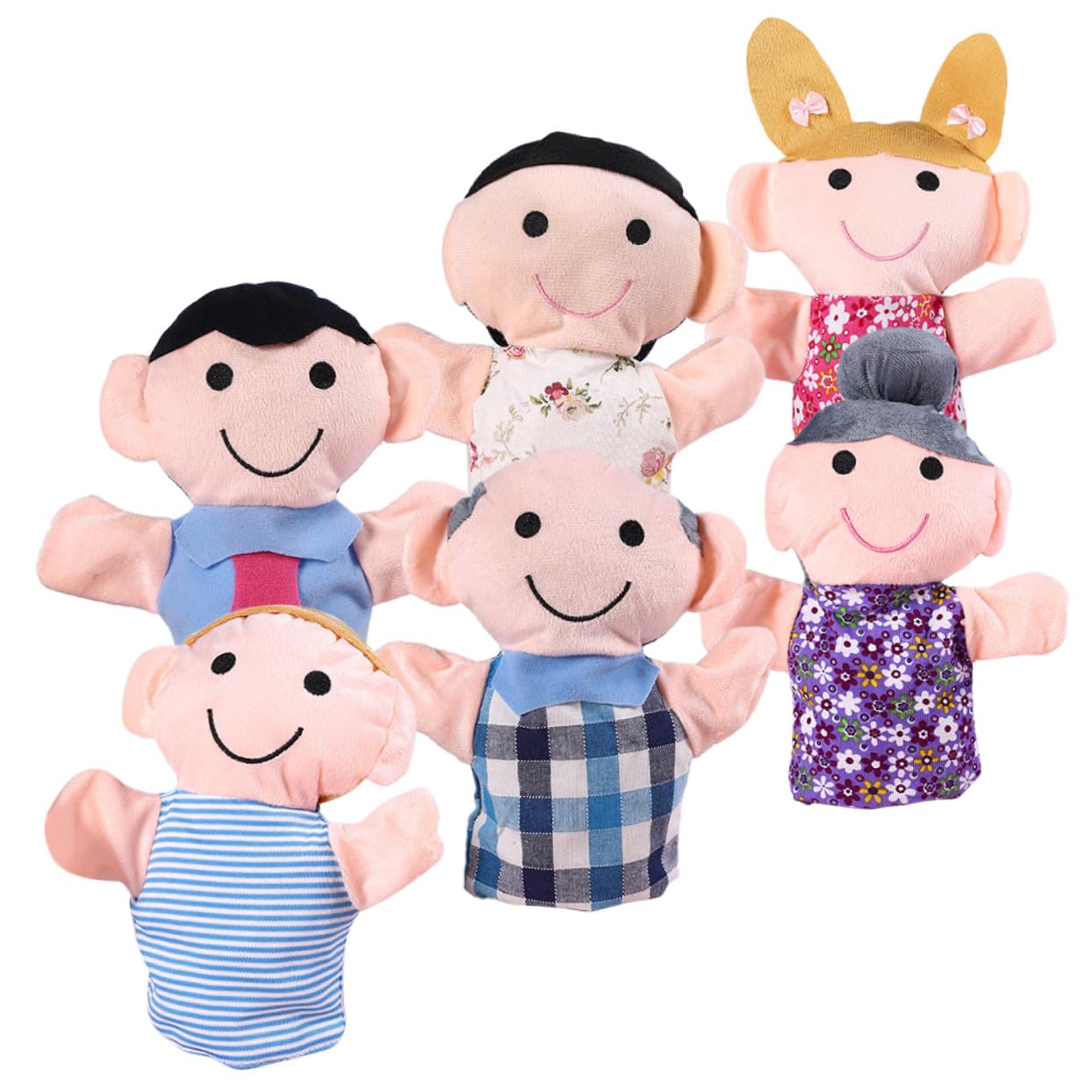 6 pezzi Burattini da Mano per Giocattolo Educativo in Morbido Peluche e Cotone PP Gioco di Ruolo Creativo per Stimolare Immaginazione e Comunicazione Sicuro e Durevole per Bambine