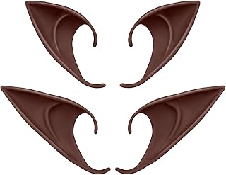 Cosplay Brown Elf Ears - 2 Pairs Fairy Pixie Ears Soft Pointed Ears Tips Anime Party Dress Up Costume Makeup Masquerade Accessories Halloween Elven Vampire Fairy Ears (Brown)
