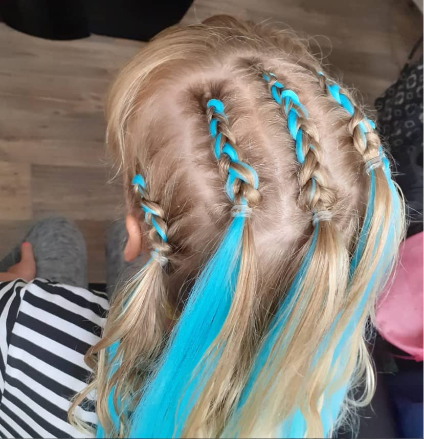 Miniatura 5 de Extensiones de cabello trenzado jumbo color azul cielo Jumbo para trenzas de caja torcida, cabello de ganchillo de fibra sintética de alta