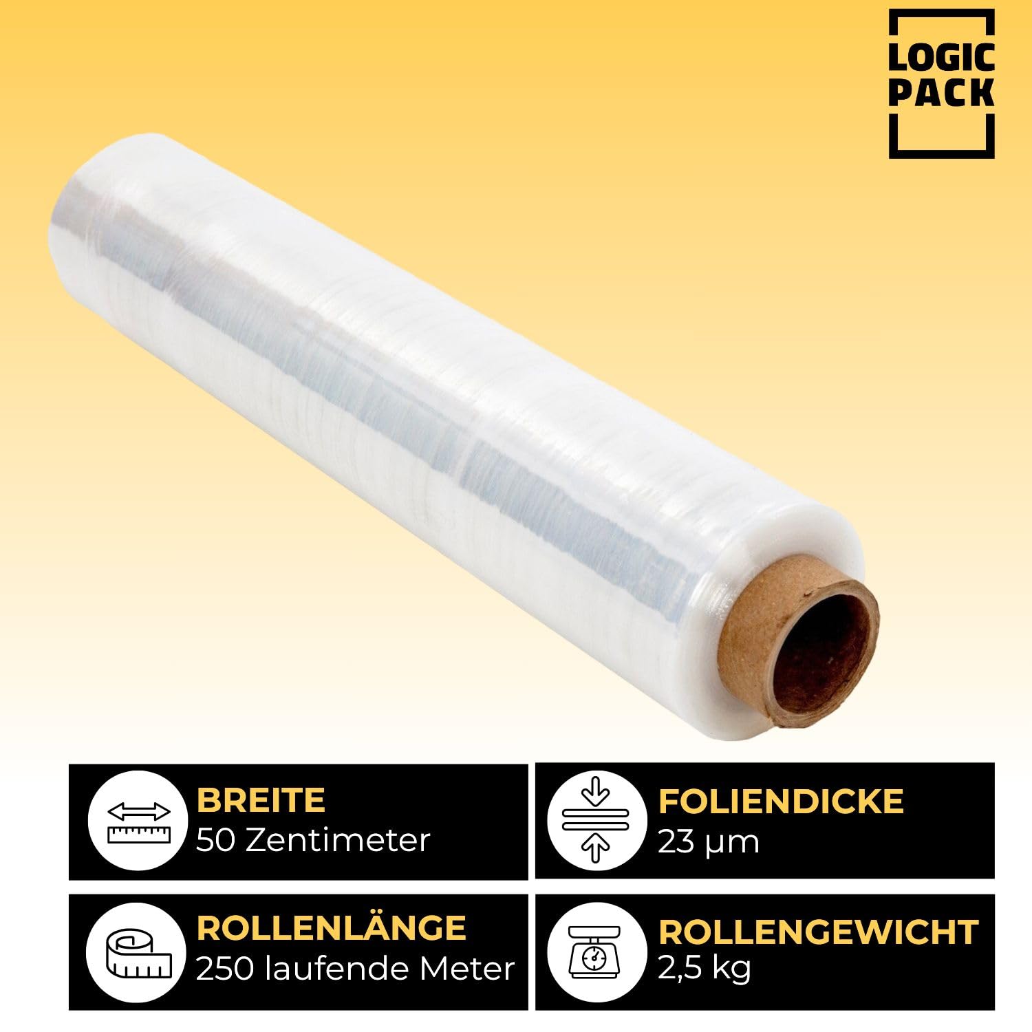 Pellicola Trasparente Manuale Professionale 50 cm x 250 m 2.5 kg – Film Estensibile Imballaggio per Spedizioni Protettivo Extra Resistente e Autoadesivo per Traslochi Pallet (3 Rotoli)