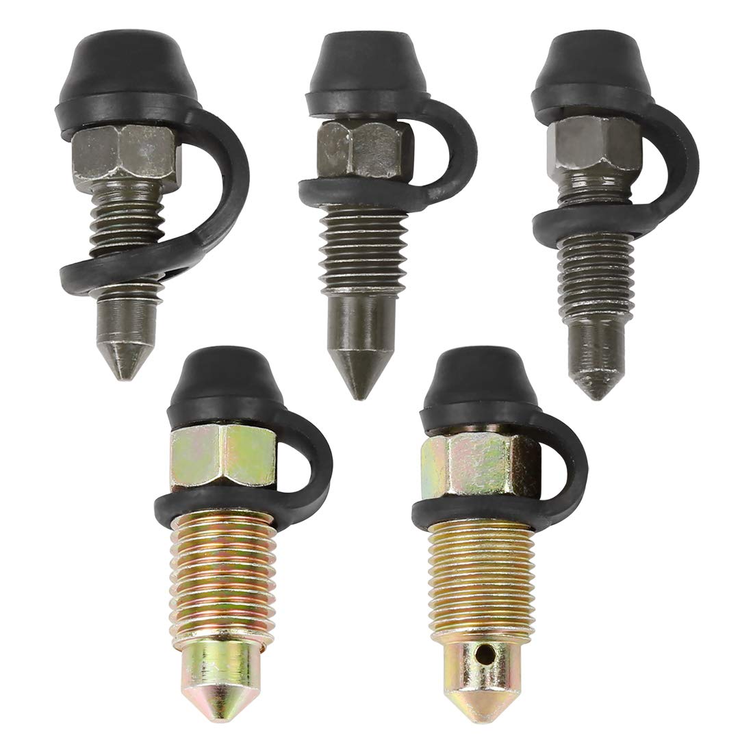 A ABSOPRO Tornillo de Purga de Sangrado del Cilindro Maestro de Freno de Motocicleta con Tapa M6x1mm M7x1mm M8x1.25mm M10x1mm M10x1.25mm (Juego de 10)