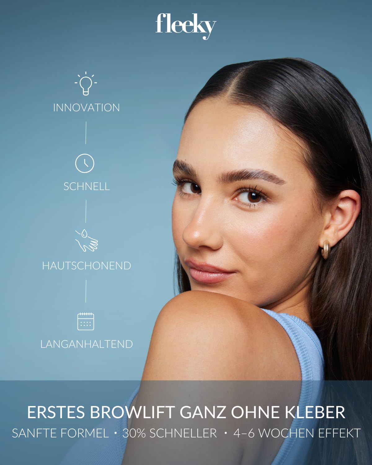 Fleeky Augenbrauen Lifting Set mit Styling Glue und Keratin Pflege - DIY Brow Lift Kit - Voluminöse & Definierte Augenbrauen - Schonend & Einfach - hält bis zu 4-6 Wochen - Made in EU