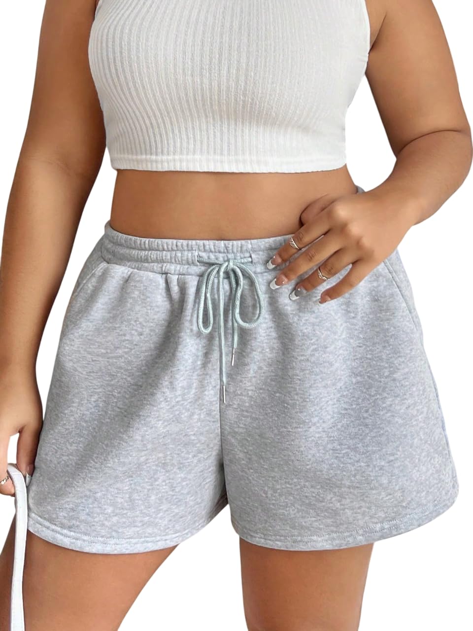 dockstreet Straight Wide fit Long Length Cotton Shorts with Two Side Pockets for Women/Trending Multi Pocket Style, Relaxed Casual Shorts for Women