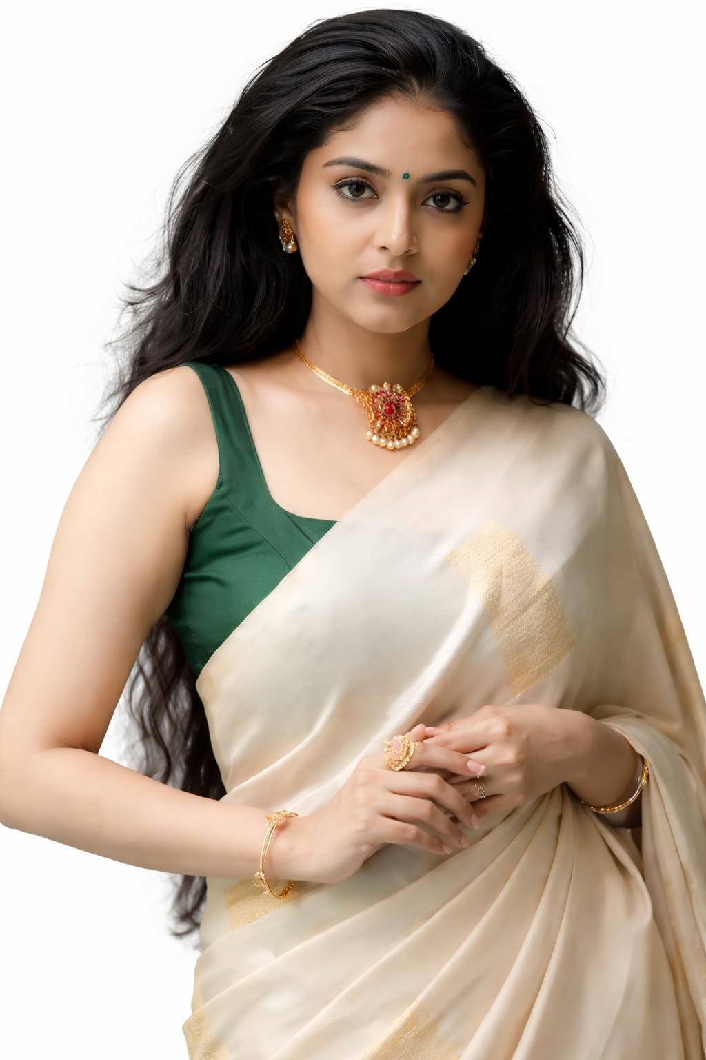 Premium Banarasi Silk Saree Cream with Elegant Zari Weaving Border Classic Ethnic Saree for Women with Blouse Piece-image-43