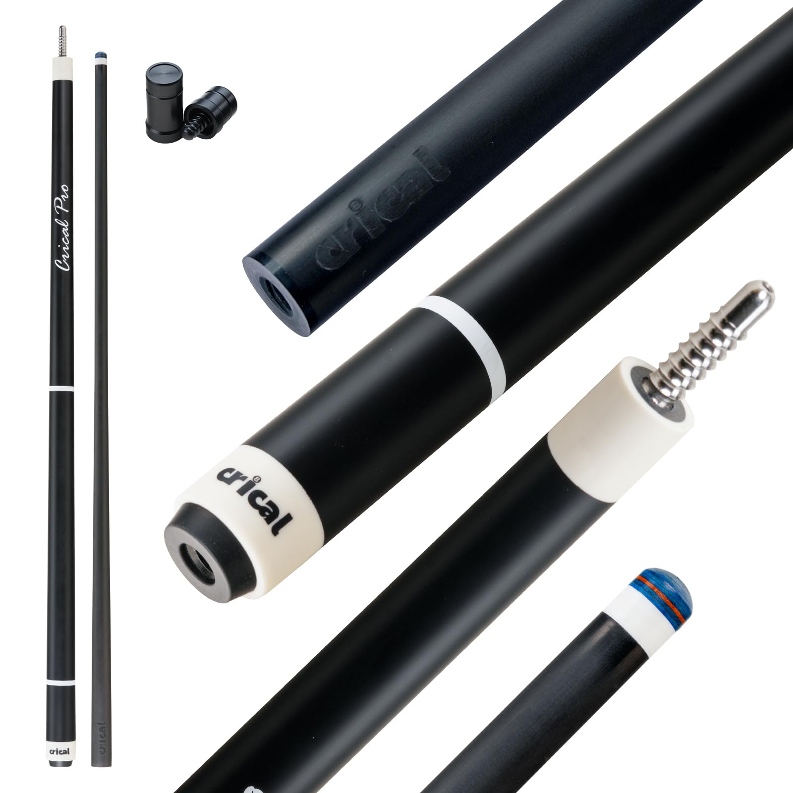 CRICAL Upgrade PRO Black Technology Pool Billiards 58'' Carbon Fiber Pool Cue 3/8 * 8 Pin Joint 12.5mm Tip