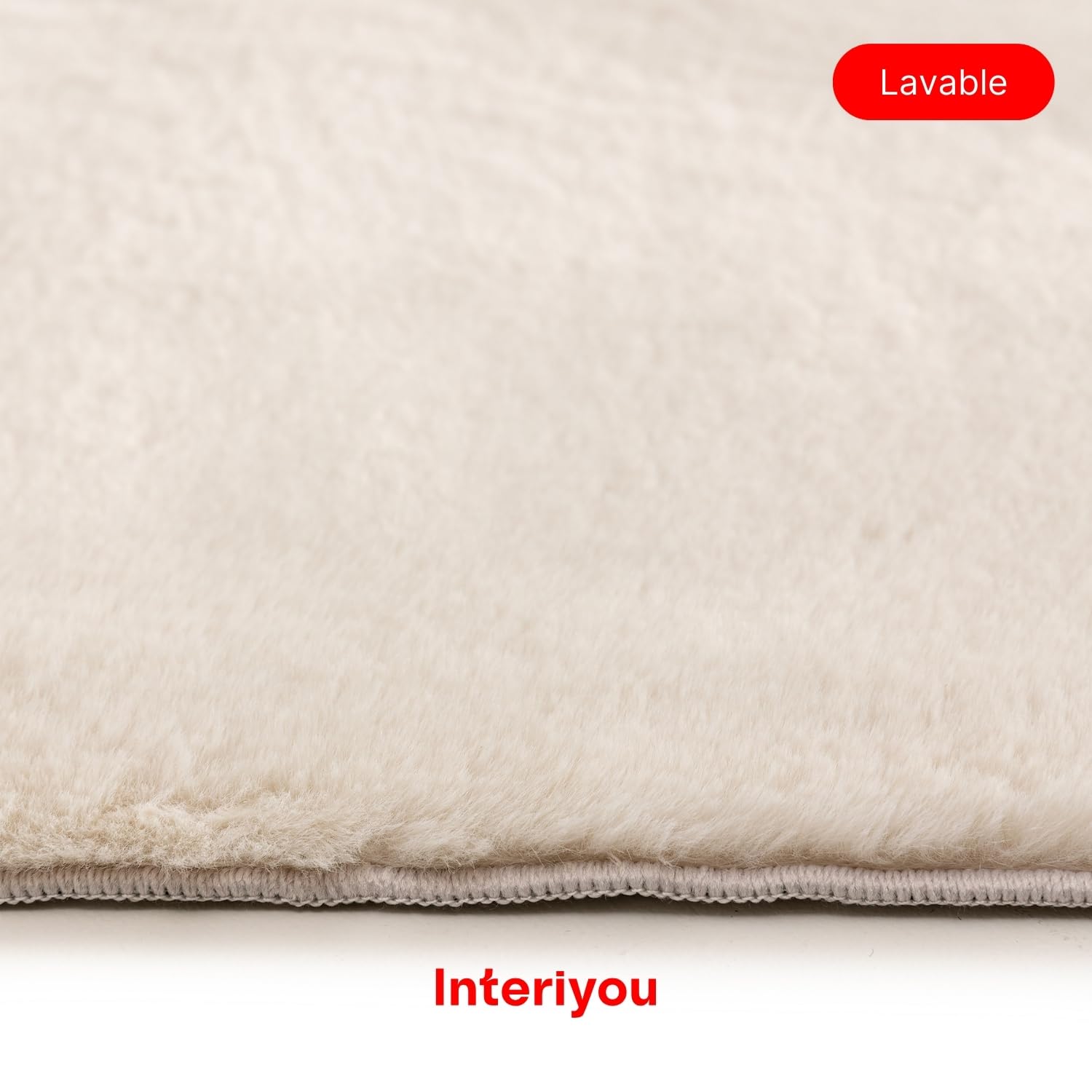 Interiyou Alfombra Salon Pelo Corto Fargo - 160x230 cm Beige - Felpa sintética esponjosa - Lavable y Antideslizante - Textura Suave Corta