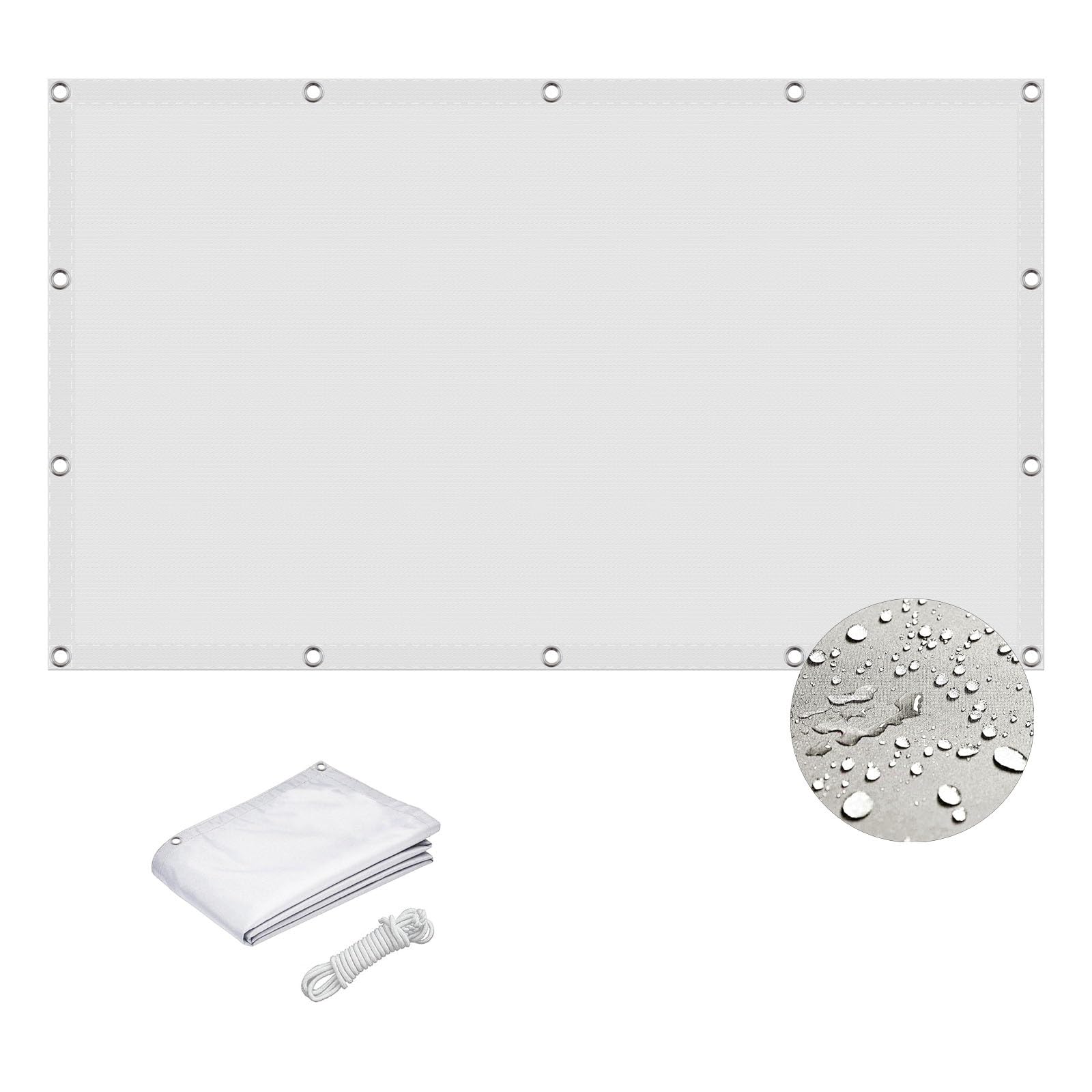 Toile ombrage contre la chaleur et la pluie 3.5x7m imperméable avec oeillets blanc