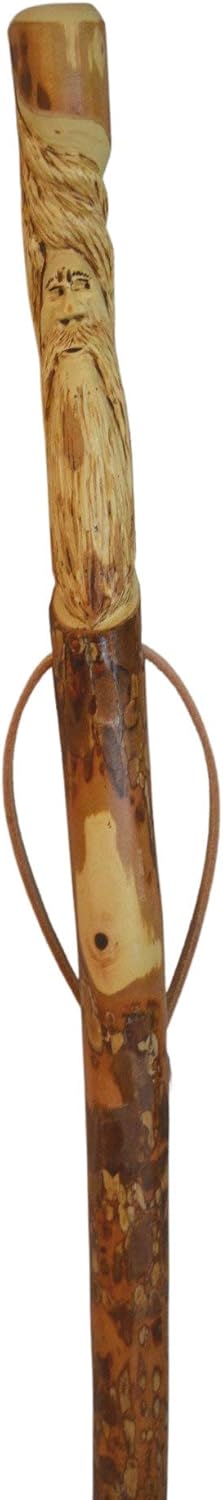 Hiking Stick - Hand Carved Wood Spirit - Walking Stick - Up to 60" Elm Wood Carving