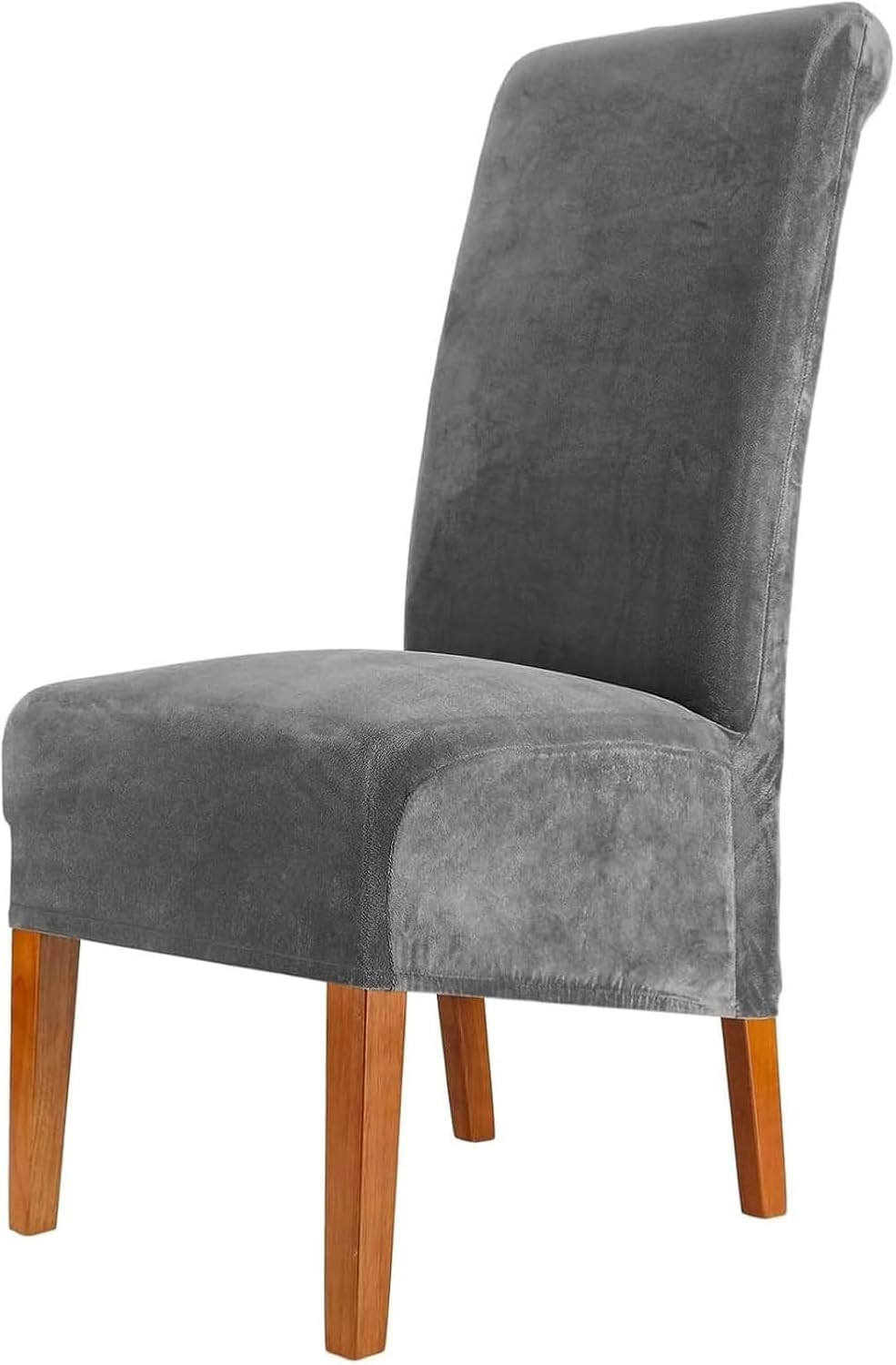 Velvet XL Dining Chair Covers, Stretch Large Chair Slipcovers for Dining Room, Soft Parson Chair Seat Covers Chair Protectors for Wedding Ceremony Banquet (Color : Navy Blue, Size : 6PCS)