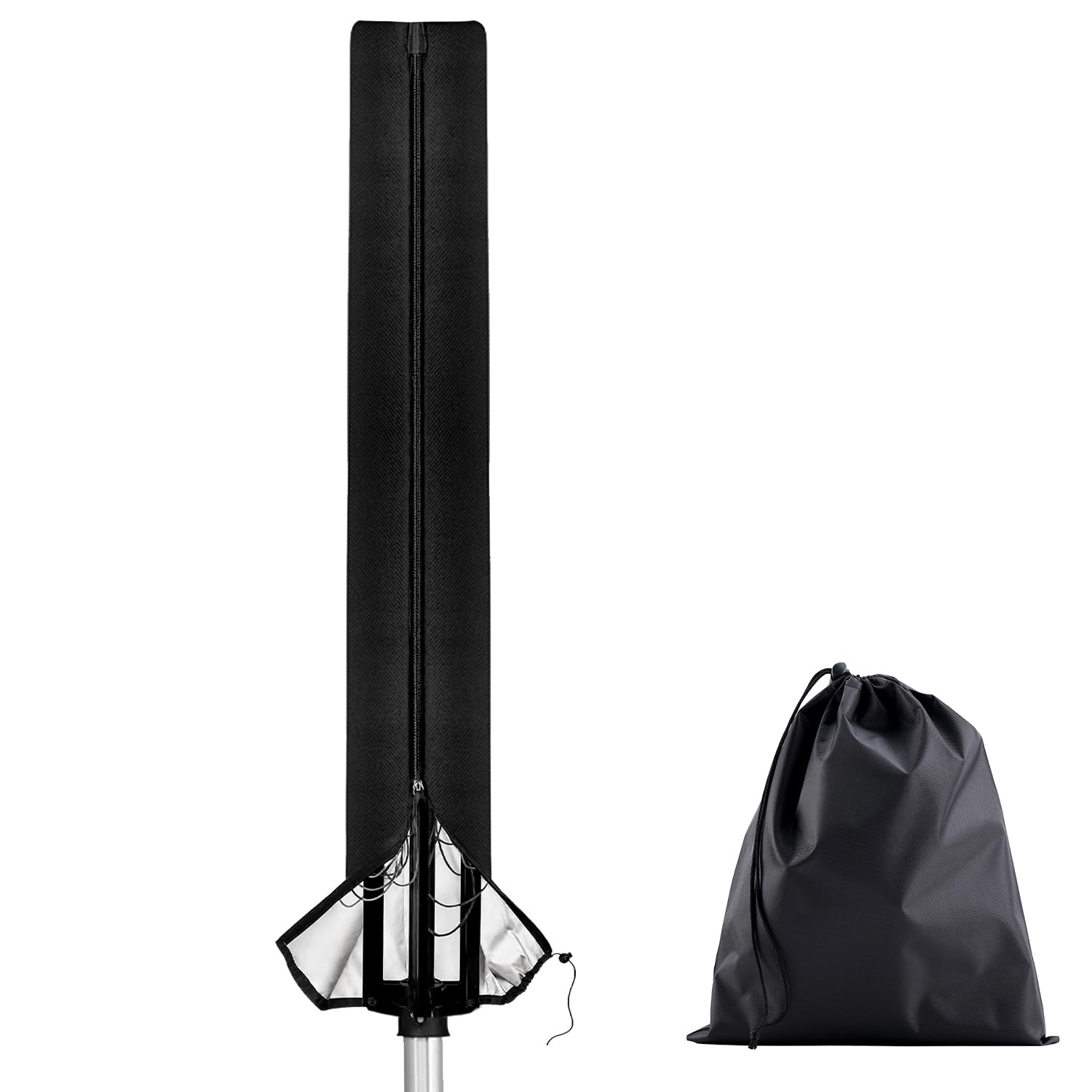 Flatro Black Rotary Washing Line Cover Heavy Duty With Full Zip | Oxford Material Uv Resistant & Waterproof Rotary Dryer Covers With Draw Cord & Silver Coating Rotary Washing Line Cover With Protective Bag