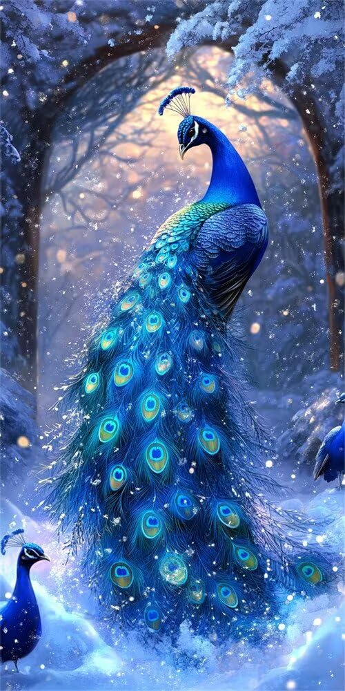 Wangllpgy Winter Diamond Painting Kit, Diy 5D Park Peacock Diamond Art Kits For Adults, Large Diamond Art Painting 24X48inch/60X120cm, Full Drill Dimond Art Kit Gem Art Craft For Home Wall Decoration -Yz721