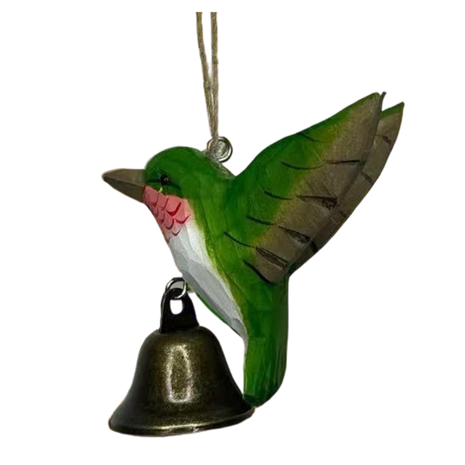 Hummingbird Wind Chimes Hand Carved Wood Hummingbird Statue Figurines with Bells Small Animal Sculptures Home Decors Animal Sculptures Home Decors
