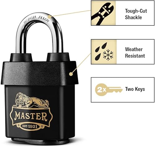 Miniatura 2 de Master Lock 1921D Candado con llave, 2-18 pulgadas de ancho, negro
