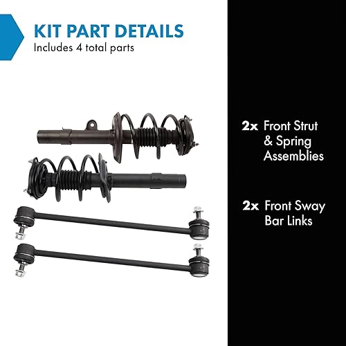 Miniatura 256 de TRQ Kit de suspensión delantera, conjunto de amortiguadores y resortes, barra estabilizadora, enlace estabilizador compatible con Chevrolet