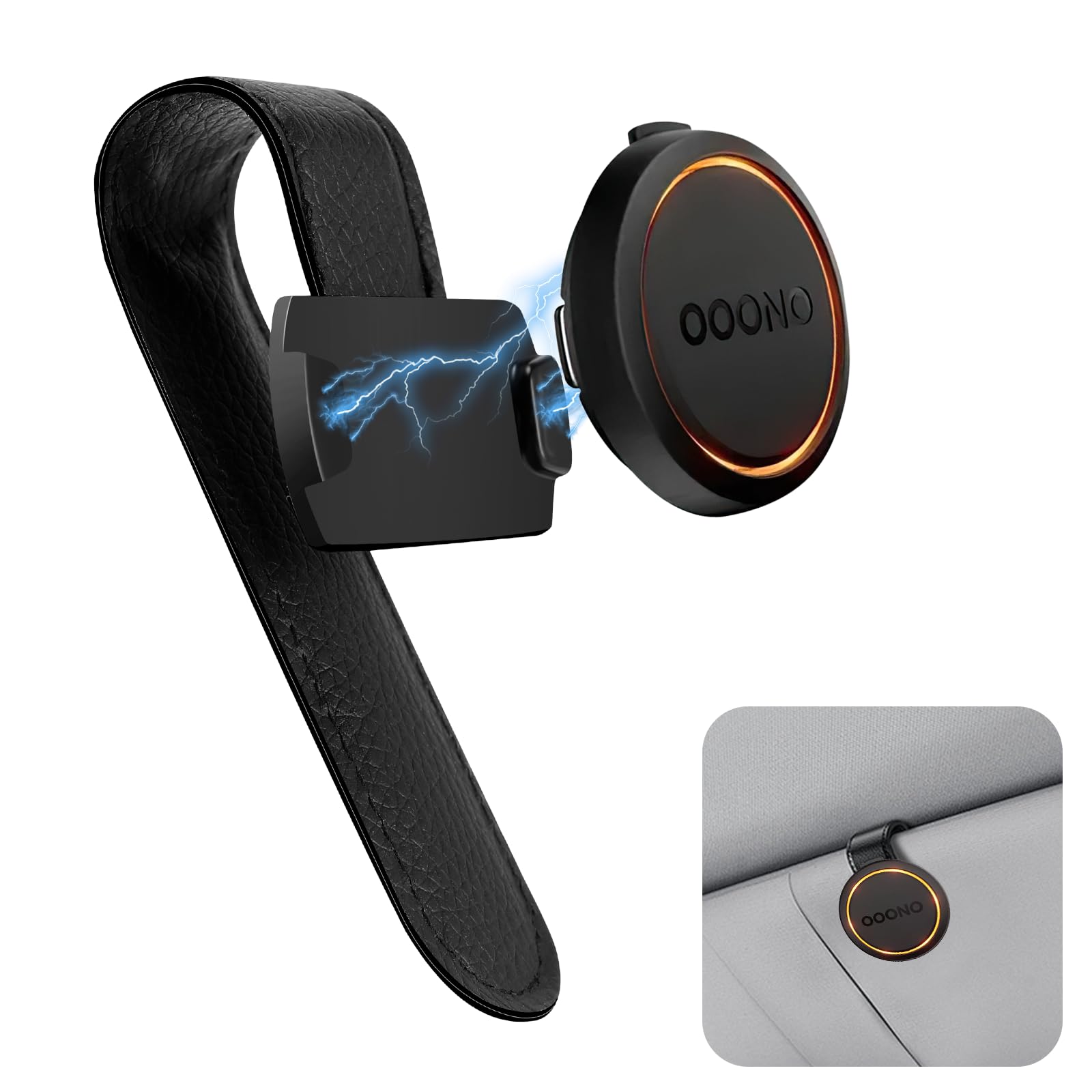 Zikenis Magnetische Auto-Sonnenblendenhalterung für OOONO CO-Driver NO2,Metal Sonnenblenden Halterung Kompatibel,Sonnenblendenhalterung aus Leder,mit Magneten,Haltbarkeit Zubehör