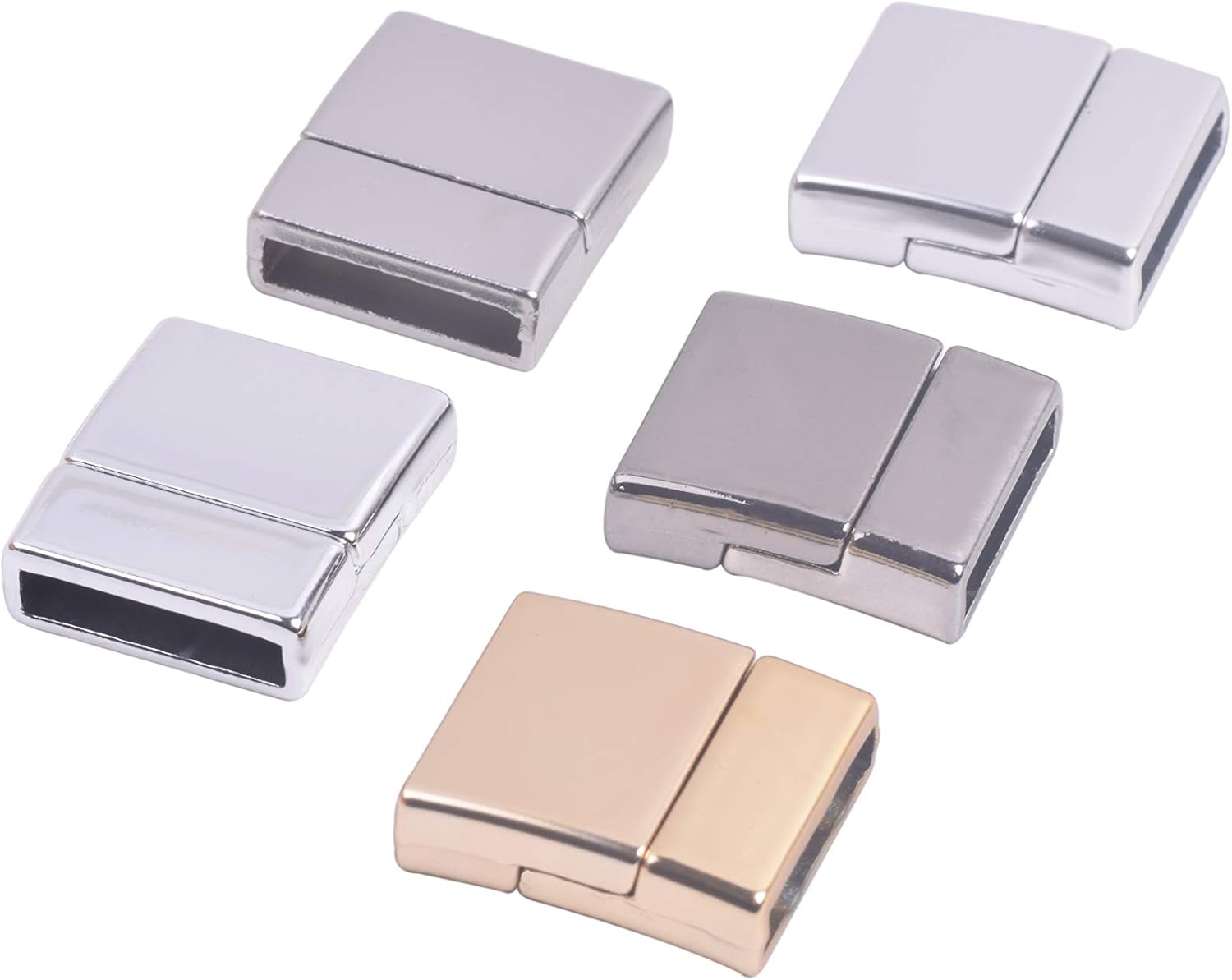 KONMAY 10 Sets 15.x3.0mm 5 Colors Mixed Glue-in Style Flat Jewelry Magnetic Clasps