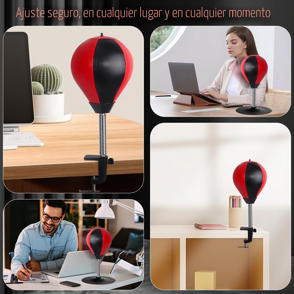 Punchingball boxeo y saco para escritorio: abrazadera de mesa y accesorios antiestrés
