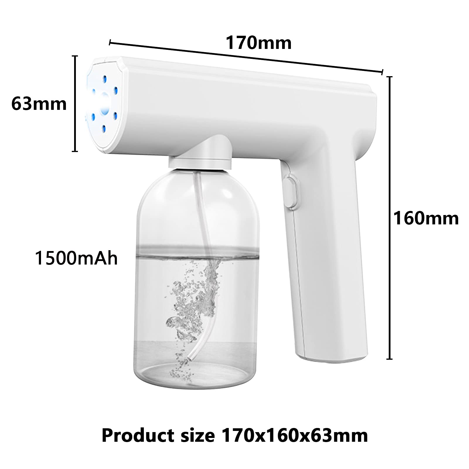 Nano atomizzazione disinfettante pistola a spruzzo, senza fili luce blu sterilizzazione vapore macchina nebbia (bianco)