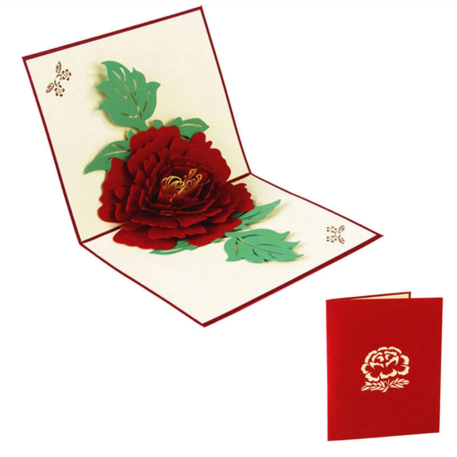 Carte de mariage 3D Pop Up Cartes de voeux Pivoine Anniversaire Carte postale Saint Valentin Noël Thanksgiving Cadeaux Cartes d'invitation Cartes d'anniversaire Cartes de voeux Invitations ( Couleur :