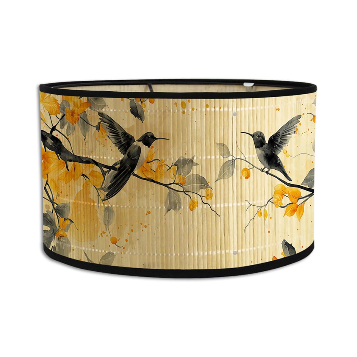 Morbuy Bamboo Lampshades Chinese Style Flowers Birds Round Lampshade for Table Lamps Ceiling Light Shades Pendant Lamp Shade, Wall Lamp, Bedside Lamp, Floor Lamp Home Decorative (Yellow C)