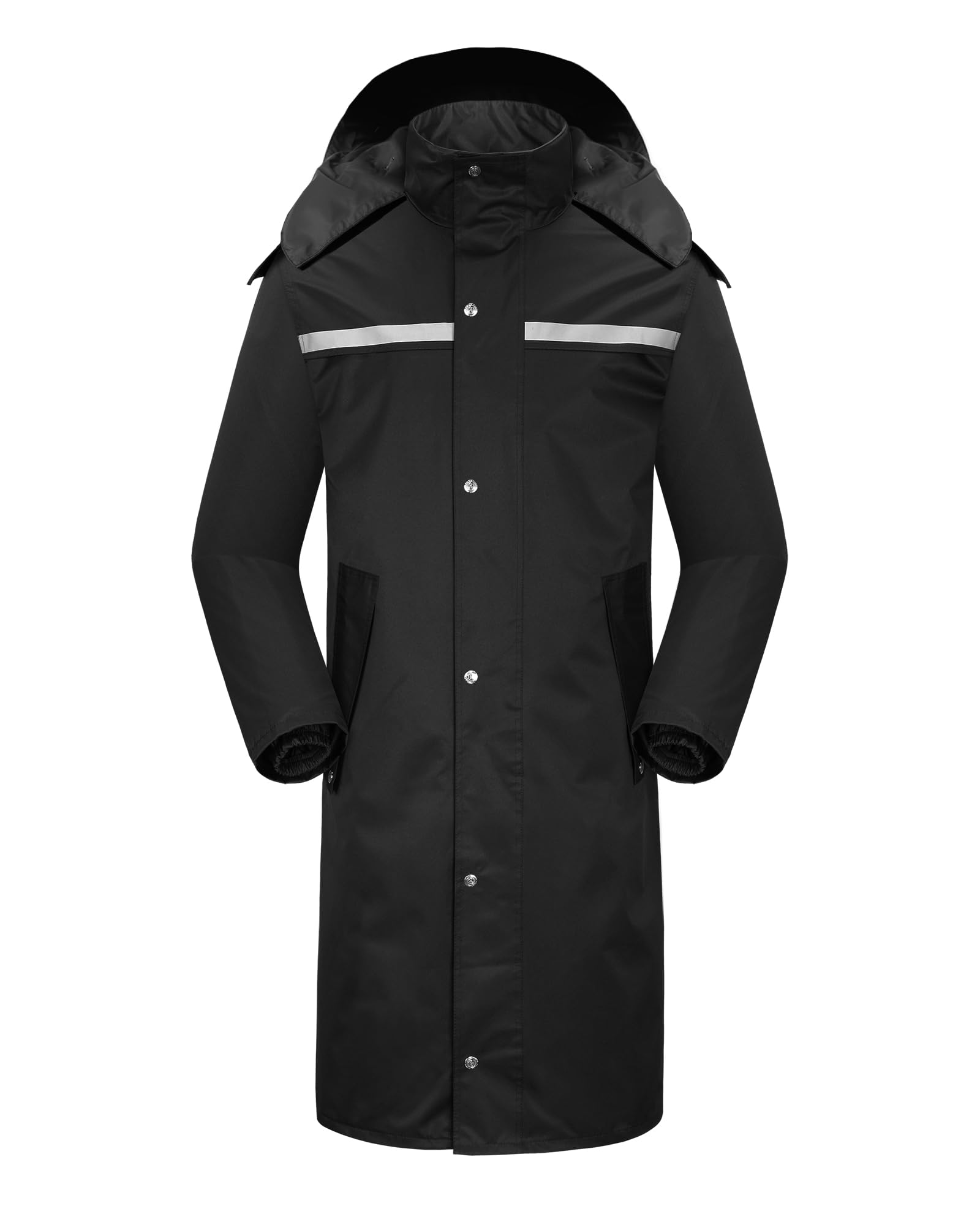 Raincoat Waterproof Long Rain Jacket Lightweight Rainwear Reflective with Packable Hood for Men Women Adults