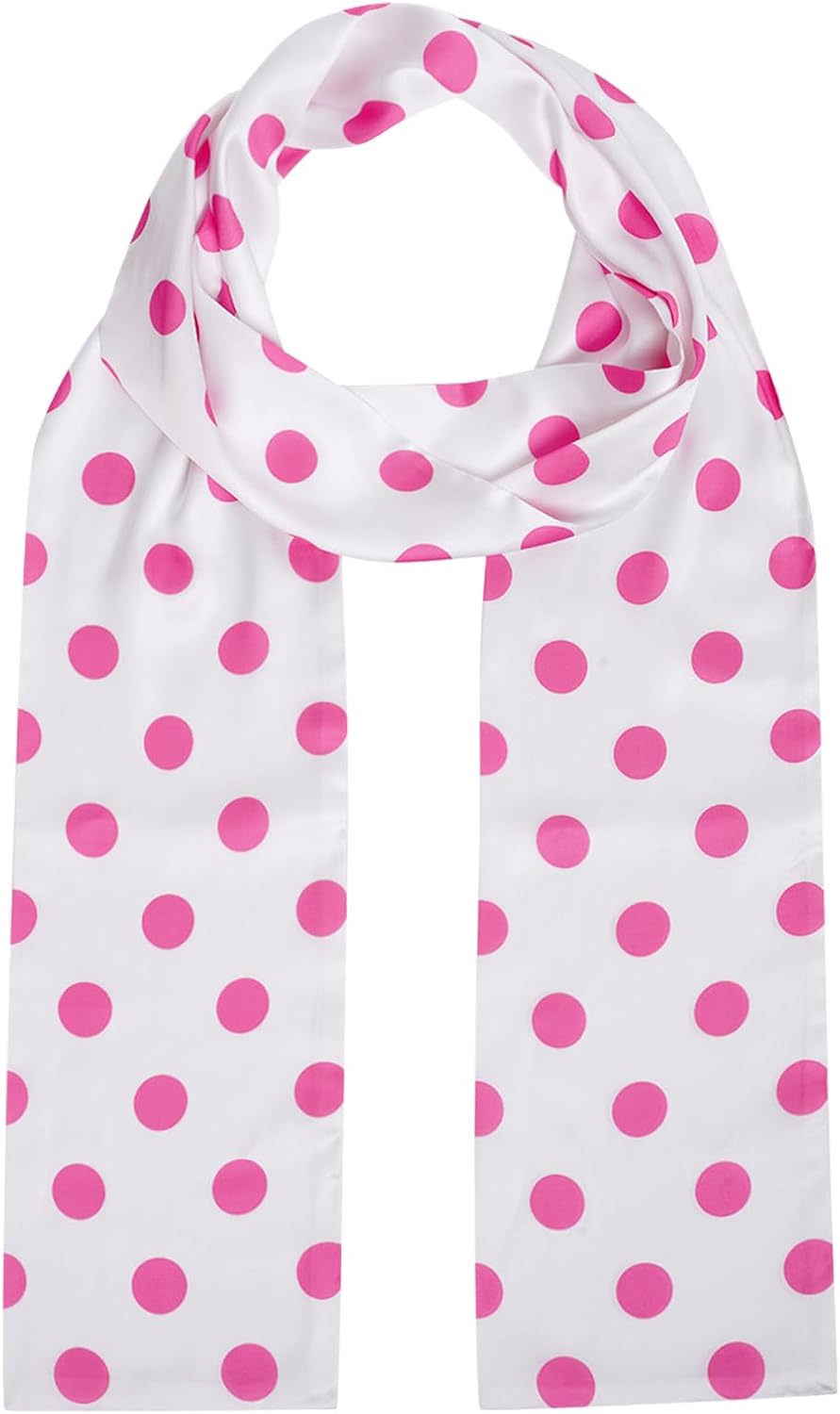 Dxhycc Long Polka Dot Scarf Pink and White Scarf Chiffon
