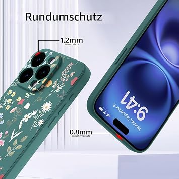 YUXING Silicone Case for Xiaomi Redmi Note 15 Pro 5G Fashion Pattern Cute Mobile Phone Case Shockproof Non-Slip Durable Ultra Thin Protective Case (Floral Green)