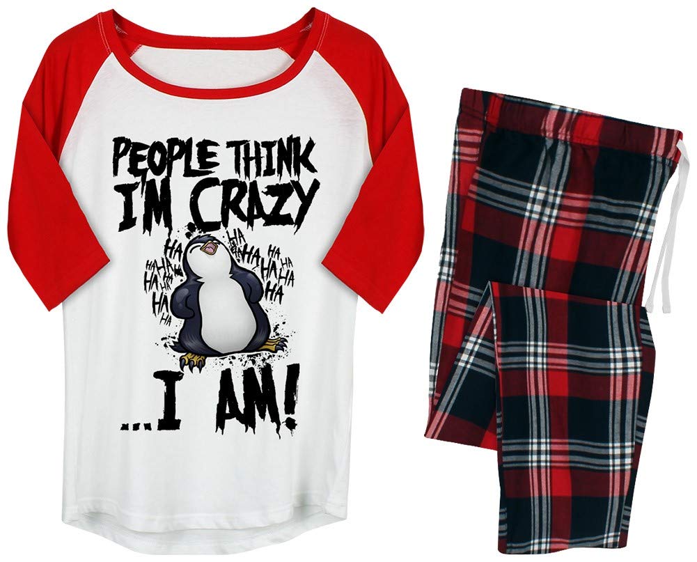 Psycho Penguin Women's White People Think I'm Crazy Long Pyjama Set