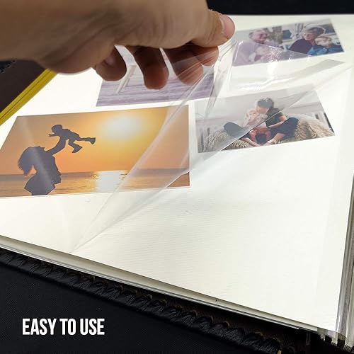 Miniatura 6 de Álbum de fotos autoadhesivas, grandes álbumes de fotos autoadhesivos con cubierta de lino estampado de lámina dorada, capacidad para fotos de 3 x 5,